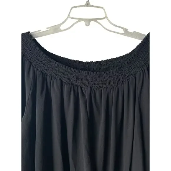 Michael Kors Top Blouse Sz 2X Off the Shoulder Neckline Long Sleeve Flowy Black - Picture 2 of 6